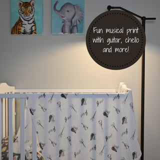 LollyBanks Music Print Muslin Swaddle Blanket