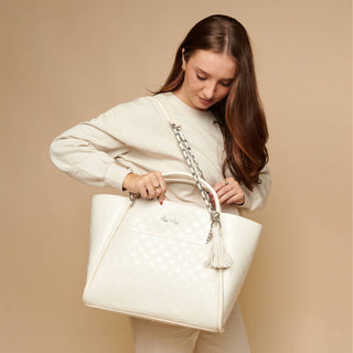Itzy Ritzy Boss Tote Diaper Bag | Flat White Checkerboard