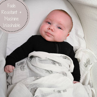 LollyBanks Baby Elephant Muslin Swaddle Blanket