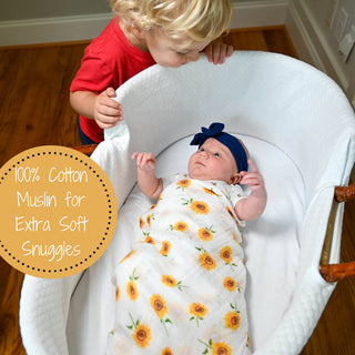 LollyBanks Sunflower Fields Muslin Swaddle Blanket