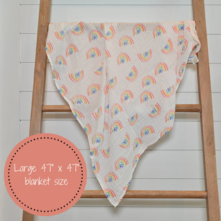 LollyBanks Somewhere Over the Rainbow Muslin Swaddle Blanket