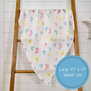 LollyBanks Butterfly Kisses Muslin Swaddle Blanket