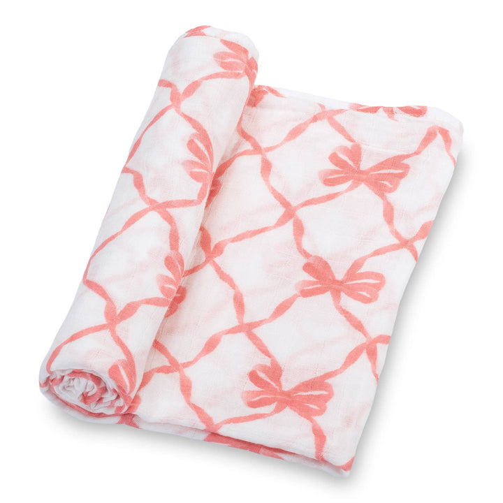 Beautiful Bows MuslinSwaddle Baby Blanket