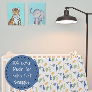 LollyBanks Rawr-Some Dinosaur Muslin Swaddle Blanket