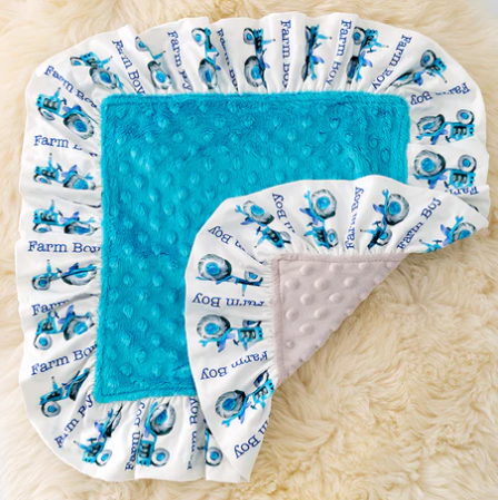 Farm Boy Blue Tractor Ultrasoft Baby Security Blanket