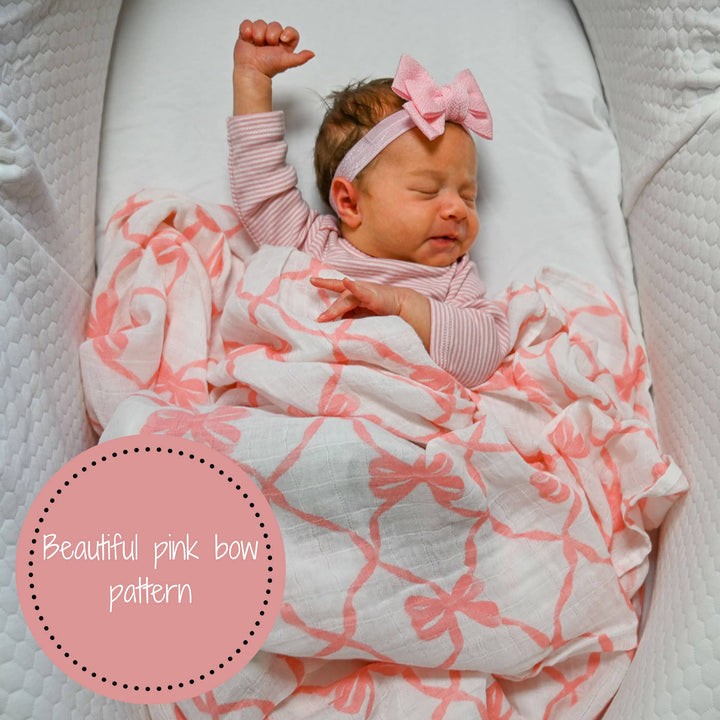 Beautiful Bows MuslinSwaddle Baby Blanket
