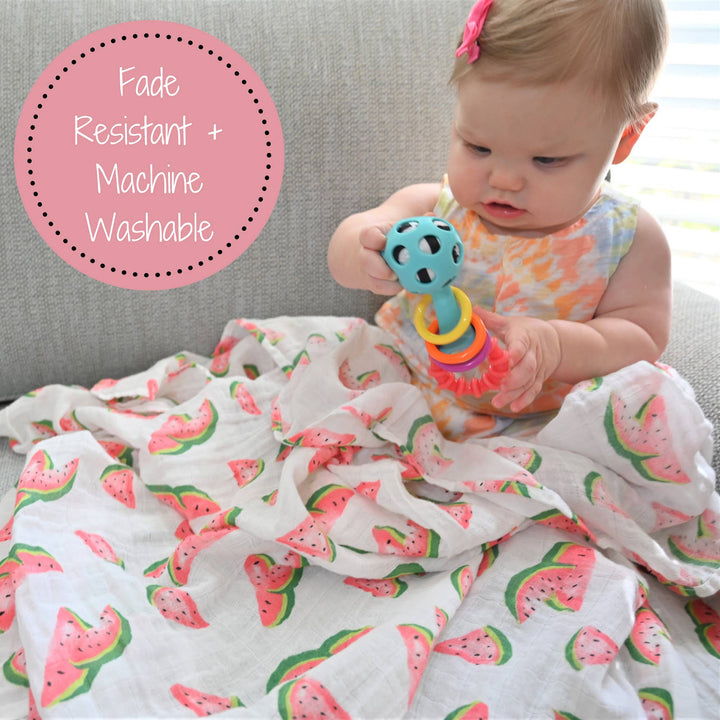 One In A Melon -Watermelon Muslin Swaddle Baby Blanket
