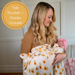 LollyBanks Sunflower Fields Muslin Swaddle Blanket