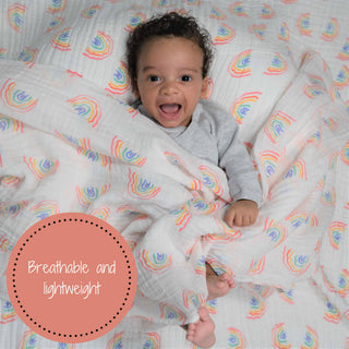 LollyBanks Somewhere Over the Rainbow Muslin Swaddle Blanket