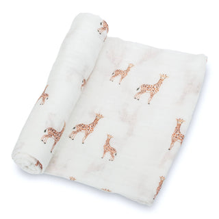 LollyBanks Stand Tall Giraffe Muslin Swaddle Blanket
