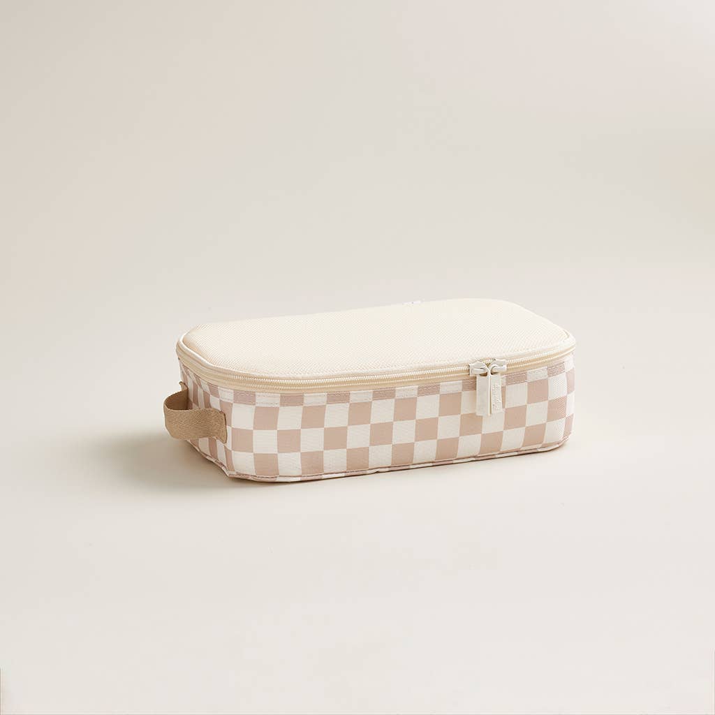 Itzy Ritzy - Taupe Checkerboard Pack Like a Boss™ Packing Cubes