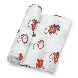 LollyBanks Life Is Better in Boots Muslin Swaddle Blanket