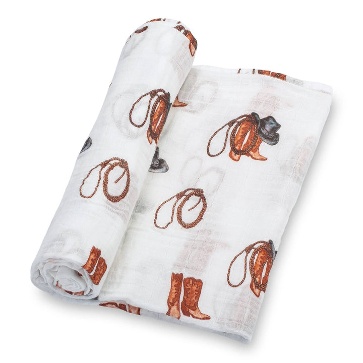 Life Is Better In Boots Western Muslin Swaddle Baby Blanket
