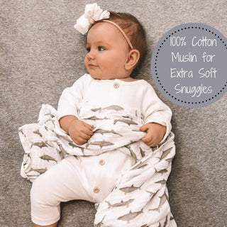 LollyBanks Baby Shark Muslin Swaddle Blanket