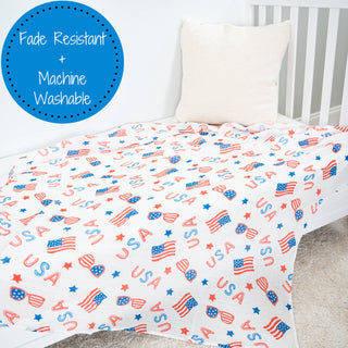 LollyBanks USA Print Muslin Swaddle Blanket