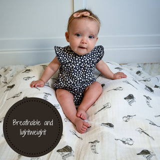 LollyBanks Music Print Muslin Swaddle Blanket