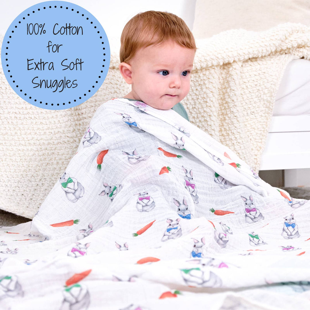 Hippity Hoppity Easter Bunny Muslin Swaddle Baby Blanket