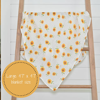 LollyBanks Sunflower Fields Muslin Swaddle Blanket