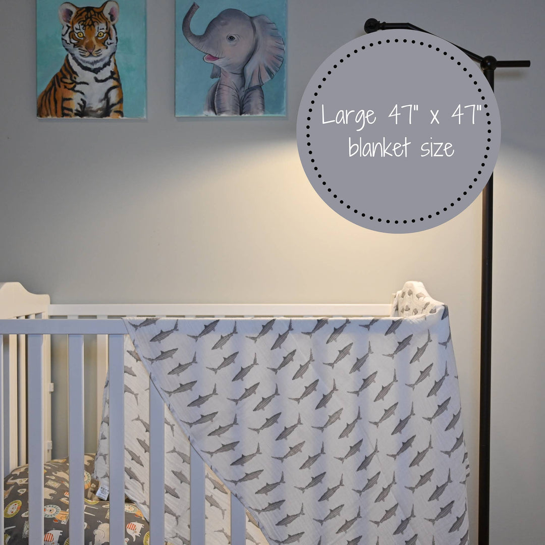 Baby Shark Muslin Swaddle Baby Blanket