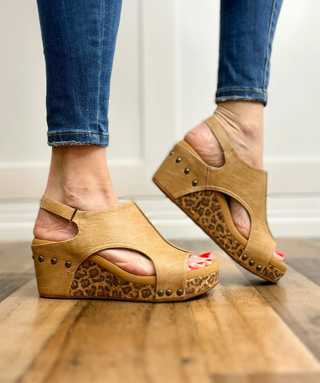 Corkys "Carley" Taupe Leopard Wedge Sandal