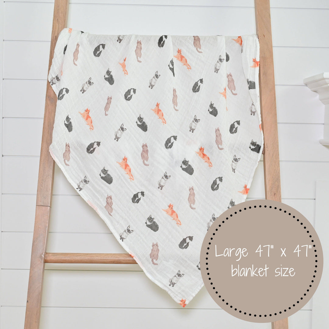 Here Kitty Kitty Muslin Swaddle Baby Blanket