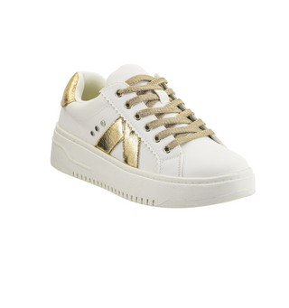 Corkys Tailgate Womens Sneakers in Gold Crinkle Metallic