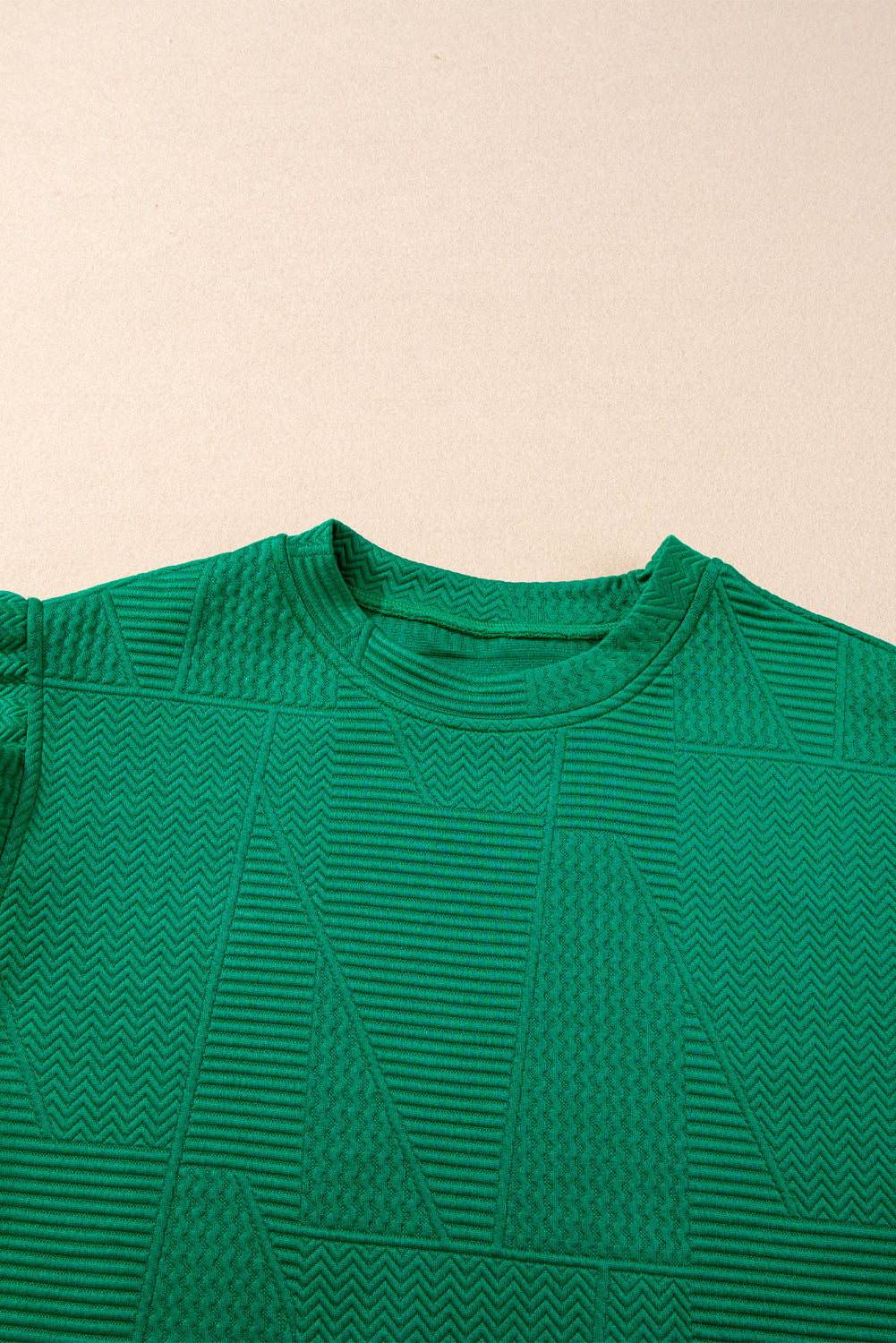 Emerald Green Textured Ruffle Sleeve Top and Drawstring Shorts