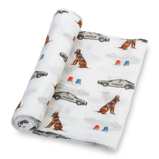 LollyBanks Policeman Muslin Swaddle Blanket
