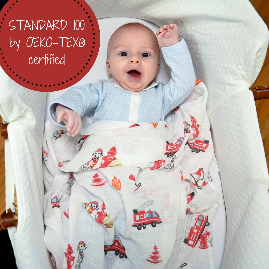 Fireman Muslin Swaddle Baby Blanket