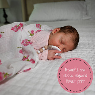 LollyBanks Dogwoods in Bloom Muslin Swaddle Blanket