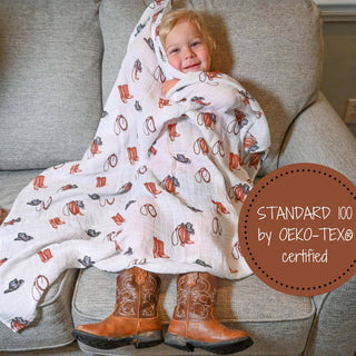 LollyBanks Life Is Better in Boots Muslin Swaddle Blanket