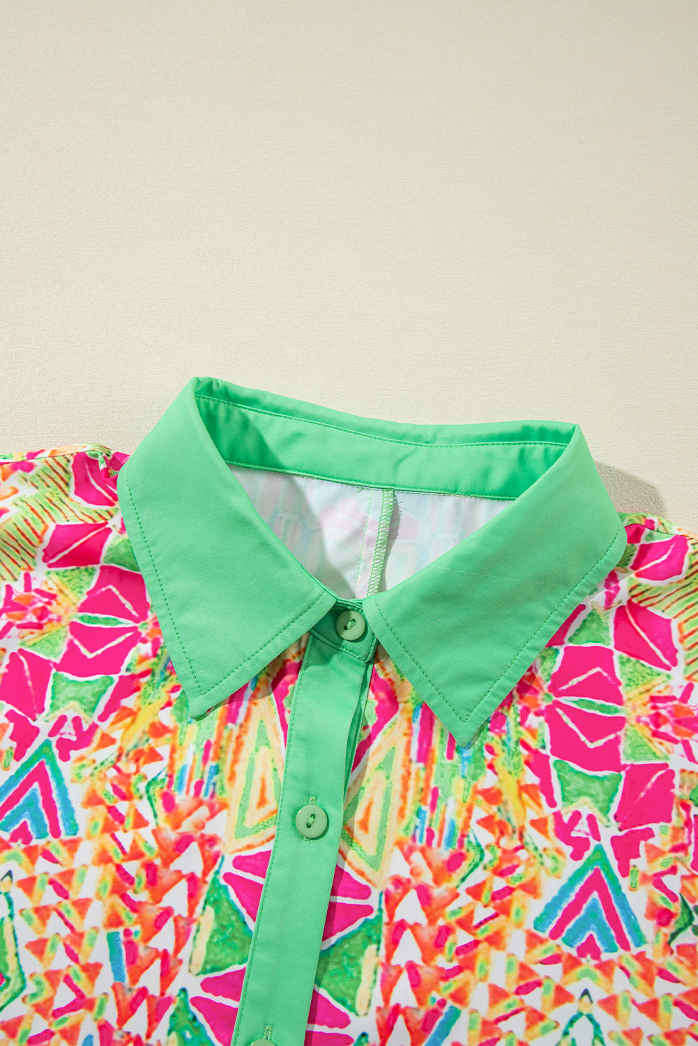 Geometric Neon Print Contrast Short Sleeve Shirt Dress