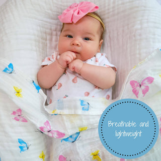 LollyBanks Butterfly Kisses Muslin Swaddle Blanket