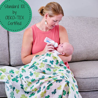 LollyBanks Lucky Shamrock Muslin Swaddle Blanket