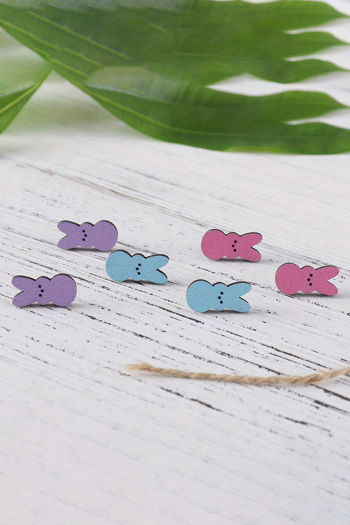 Easter Bunny Pastel Wooden Earrings-3 Sets