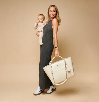 Itzy Ritzy Boss Tote Diaper Bag | Flat White Checkerboard