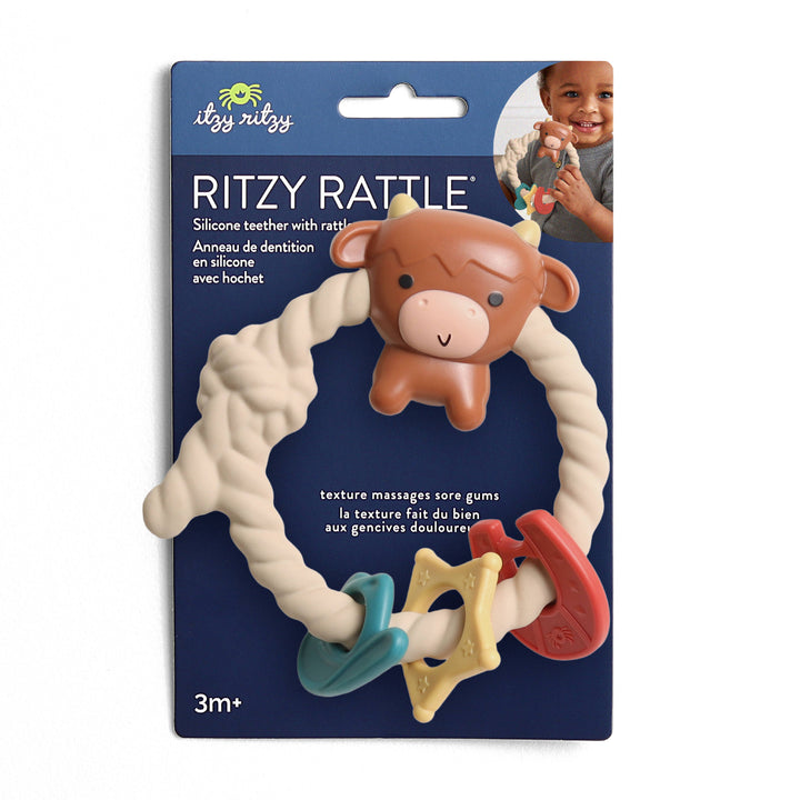 Itzy Ritzy - *NEW OPTION* Ritzy Rattle™ Silicone Teether Rattles: Highland Cow