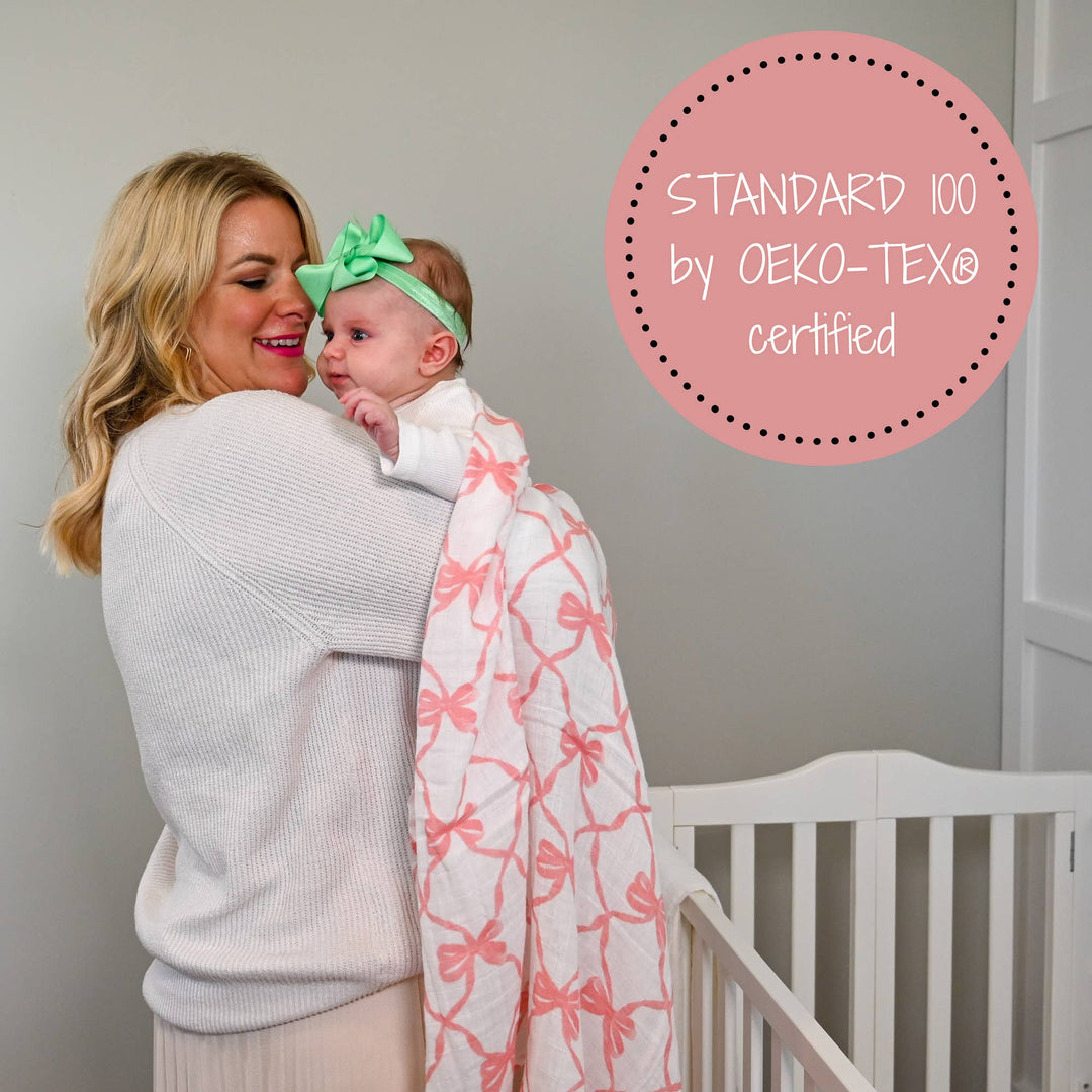 Beautiful Bows MuslinSwaddle Baby Blanket