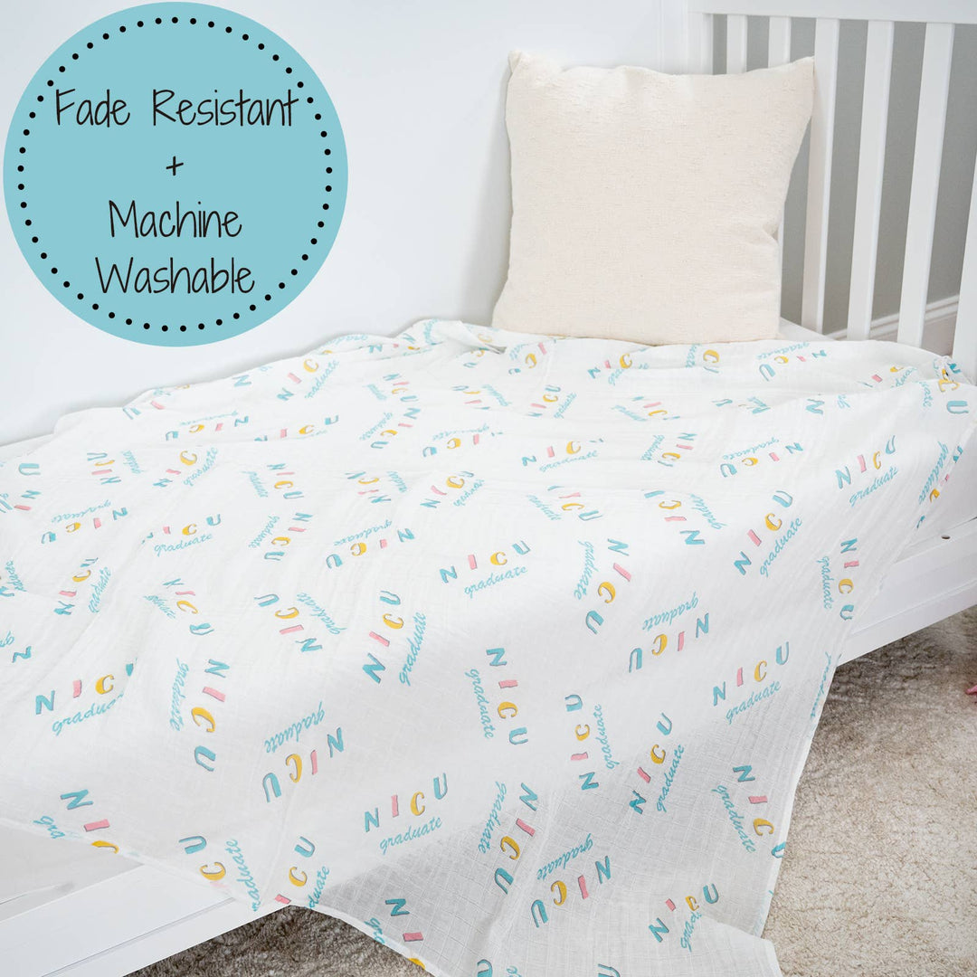 NICU Graduate Muslin Swaddle Baby Blanket