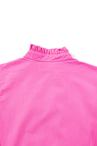 Hot Pink Ric Rac Trimmed Flutter Sleeve V Neck Tiered Dress