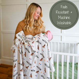 LollyBanks Policeman Muslin Swaddle Blanket