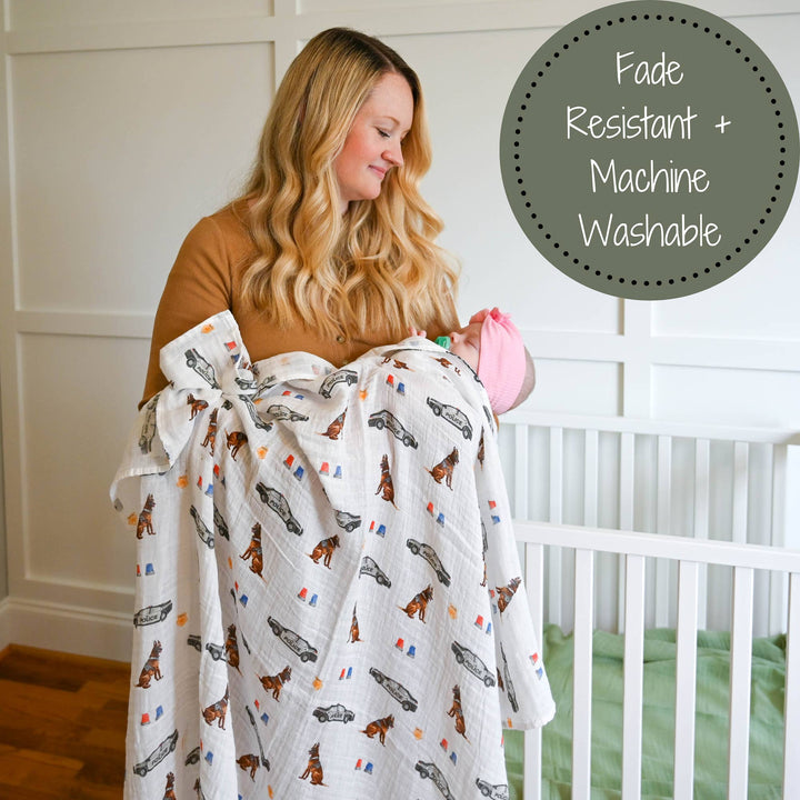 Policeman Baby Muslin Swaddle Blanket
