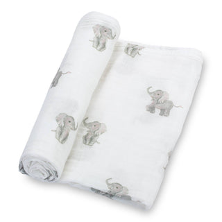 LollyBanks Baby Elephant Muslin Swaddle Blanket