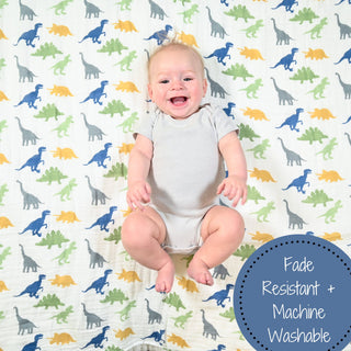 LollyBanks Rawr-Some Dinosaur Muslin Swaddle Blanket