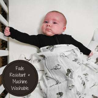 LollyBanks Music Print Muslin Swaddle Blanket