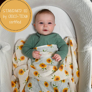 LollyBanks Sunflower Fields Muslin Swaddle Blanket