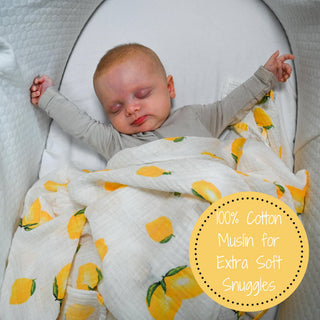 LollyBanks Lemon Print Muslin Swaddle Blanket