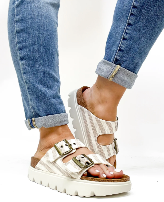 Corkys Rumor Has It Platform Sandal-Tan & Natural Stripe
