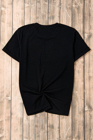 Distressed Vintage Retro Floral Print Crew Neck Casual T Shirt in Black