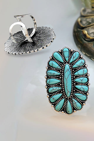 Vintage Oval Turquoise Replica Ring-Adjustable Size